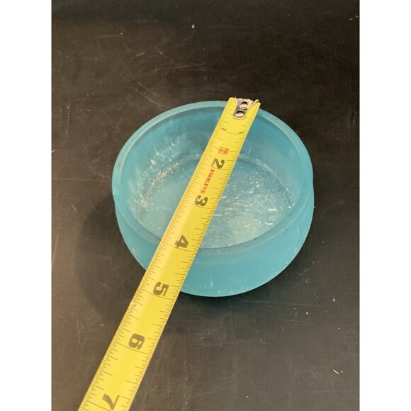 Vintage Eberling & Reuss Blue Frosted Pitted Glass Bowl Trinket Vanity RARE - Picture 7 of 7